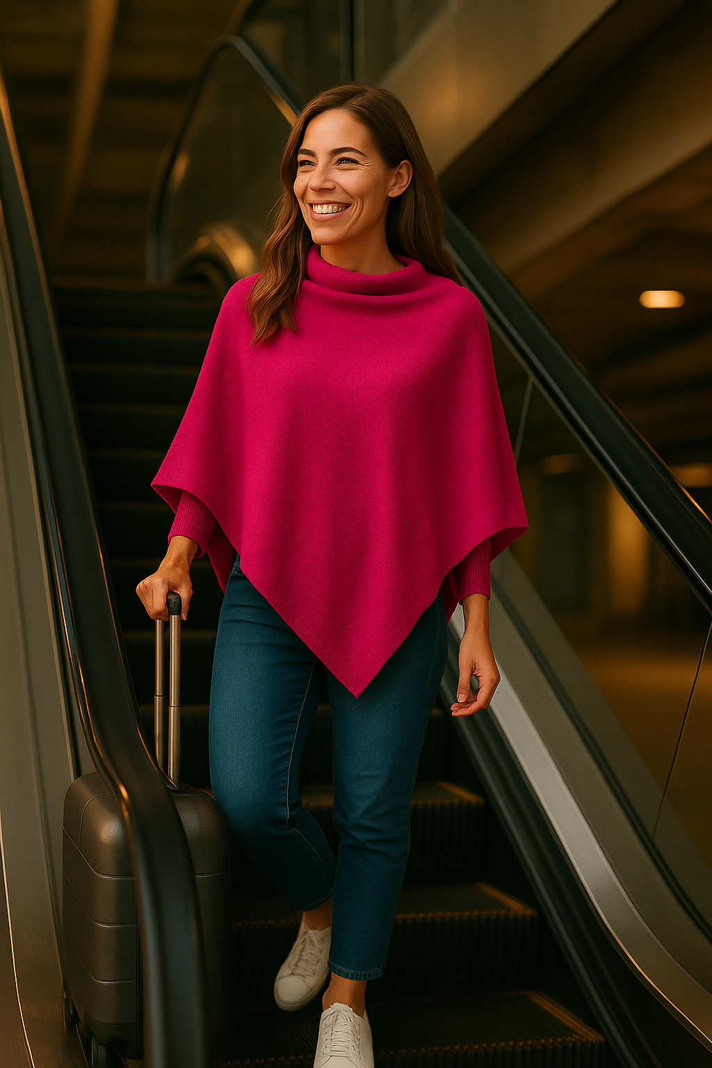 T15  Grand Poncho 100% cachemire 2 fils