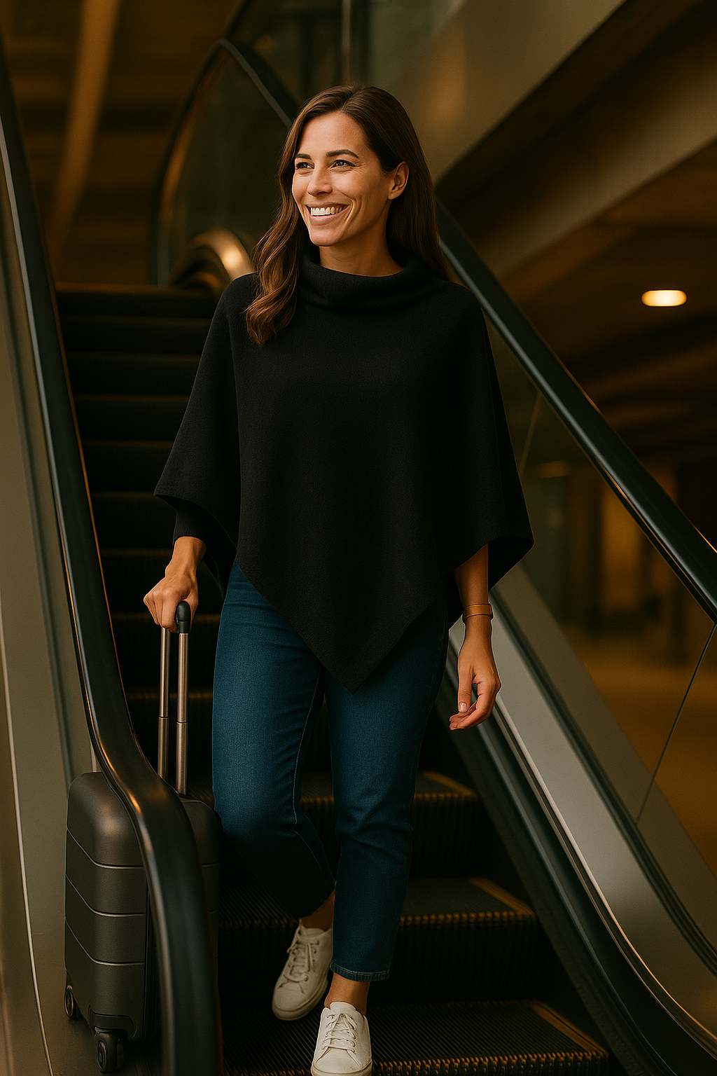 T15  Grand Poncho 100% cachemire 2 fils