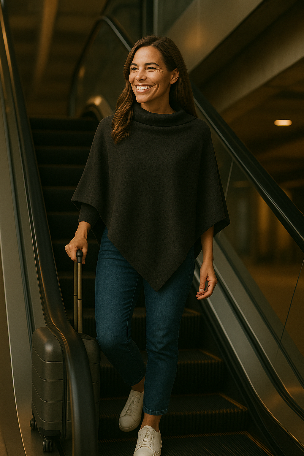 T15  Grand Poncho 100% cachemire 2 fils