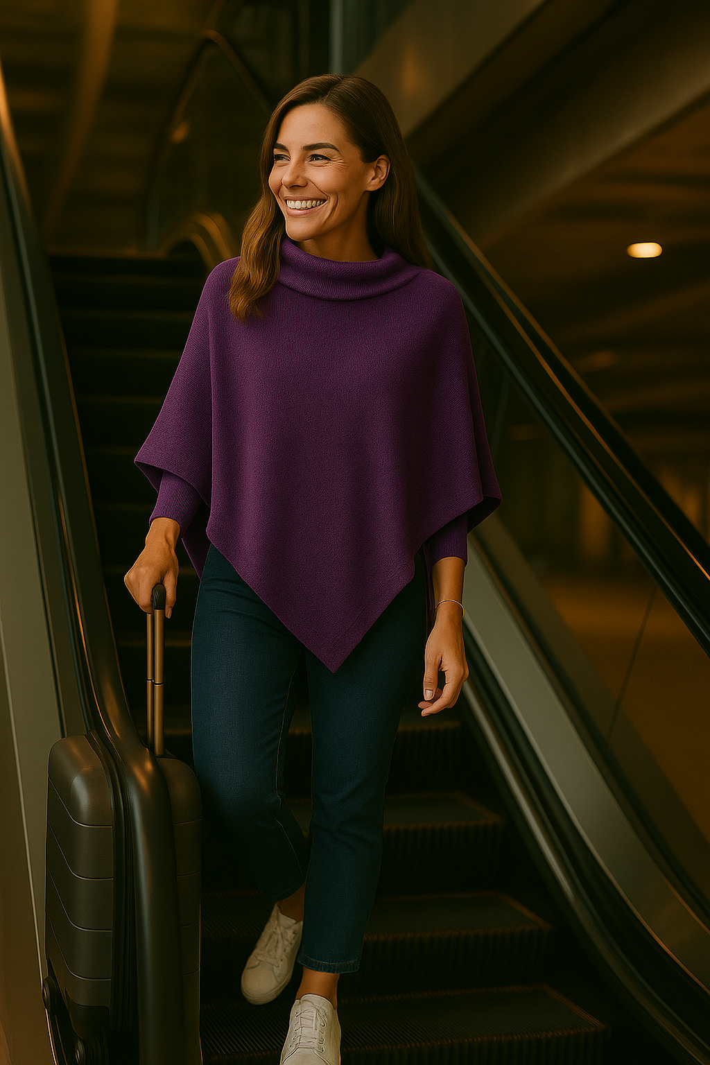 T15  Grand Poncho 100% cachemire 2 fils