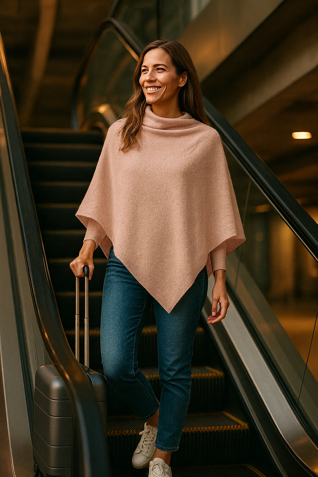 T15  Grand Poncho 100% cachemire 2 fils