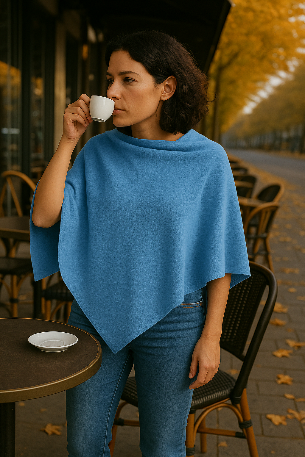 T16  Petit Poncho 100% Cachemire 2 fils