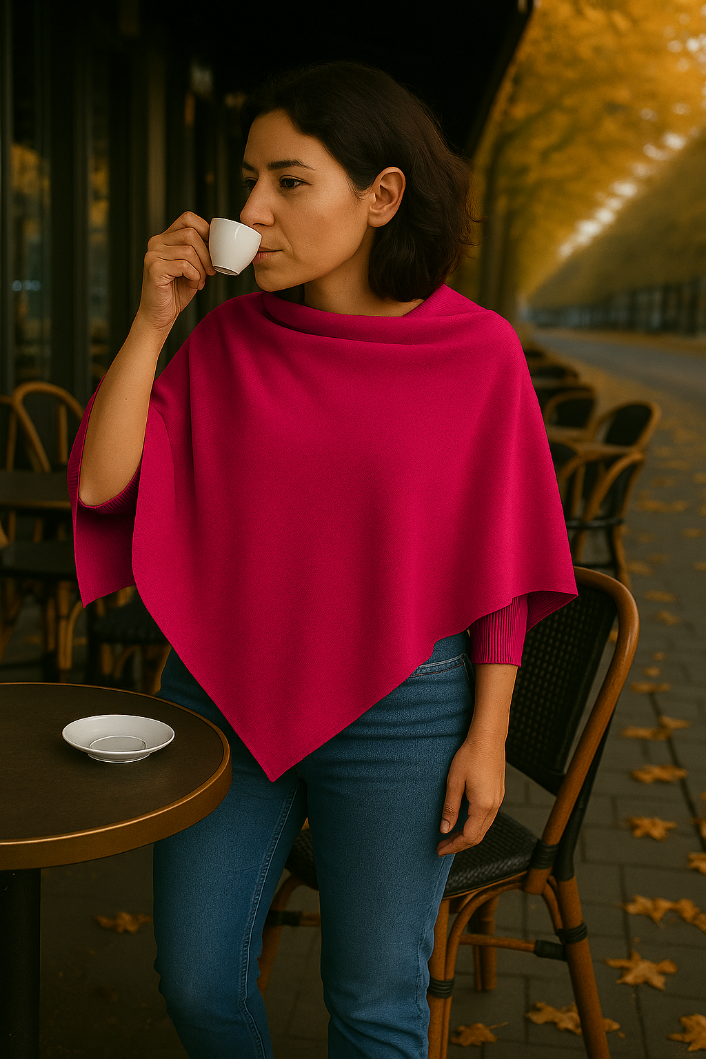 T16  Petit Poncho 100% Cachemire 2 fils