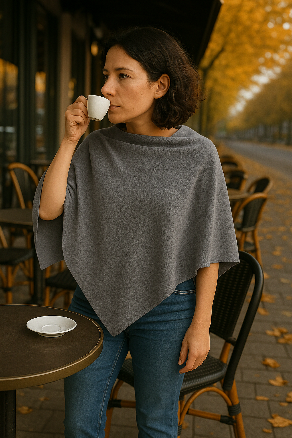 T16  Petit Poncho 100% Cachemire 2 fils