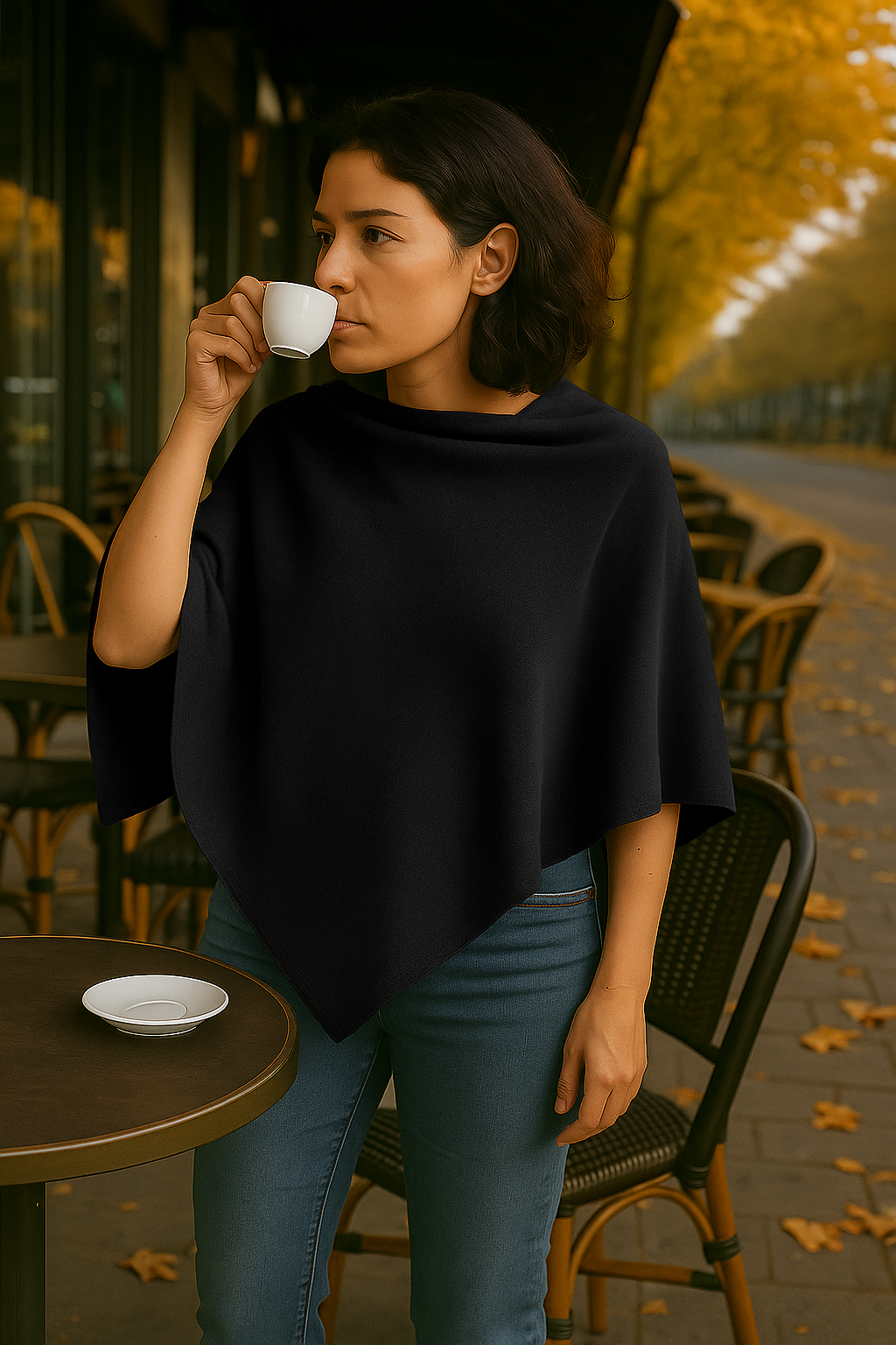 T16  Petit Poncho 100% Cachemire 2 fils