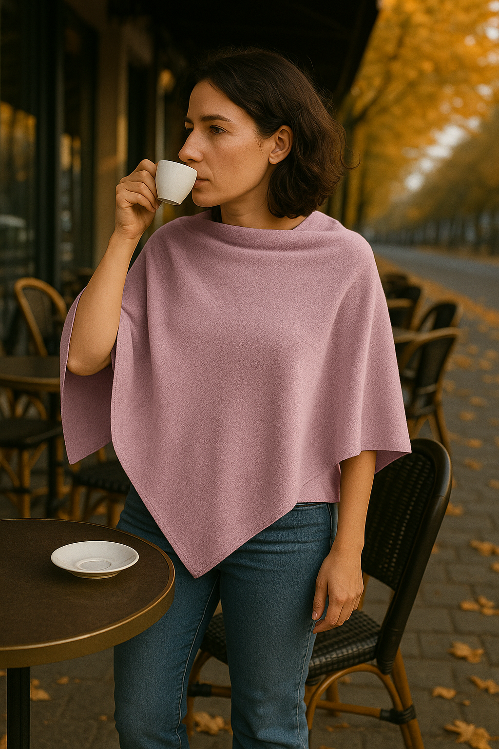 T16  Petit Poncho 100% Cachemire 2 fils