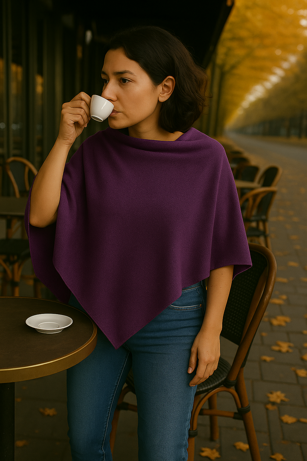 T16  Petit Poncho 100% Cachemire 2 fils