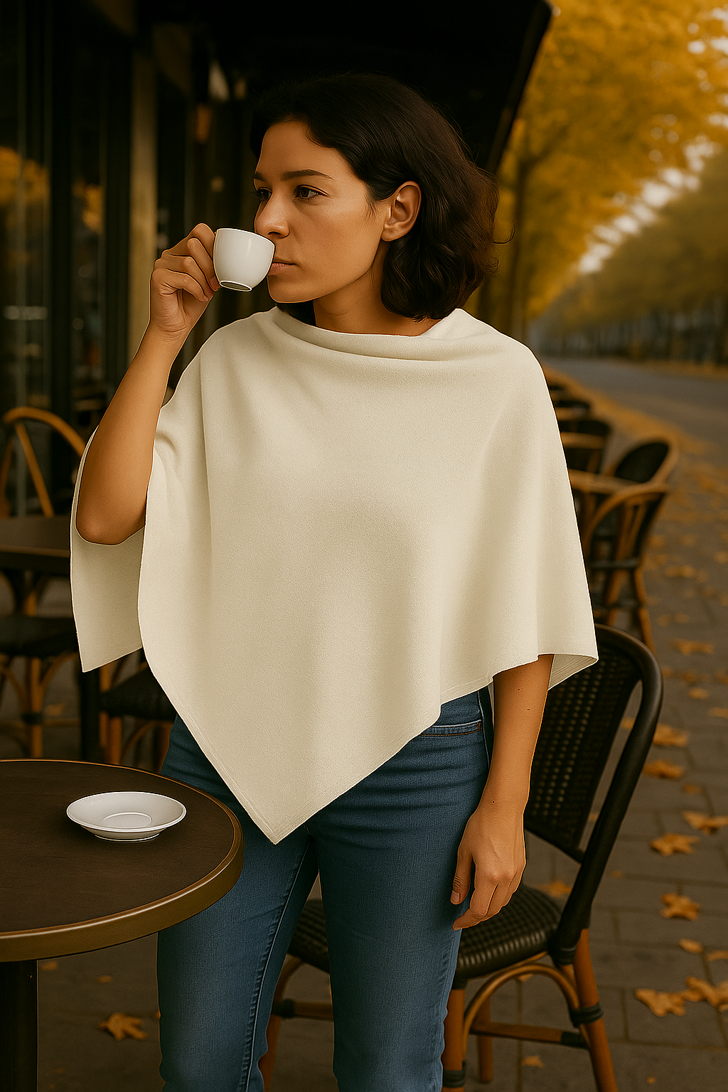 T16  Petit Poncho 100% Cachemire 2 fils