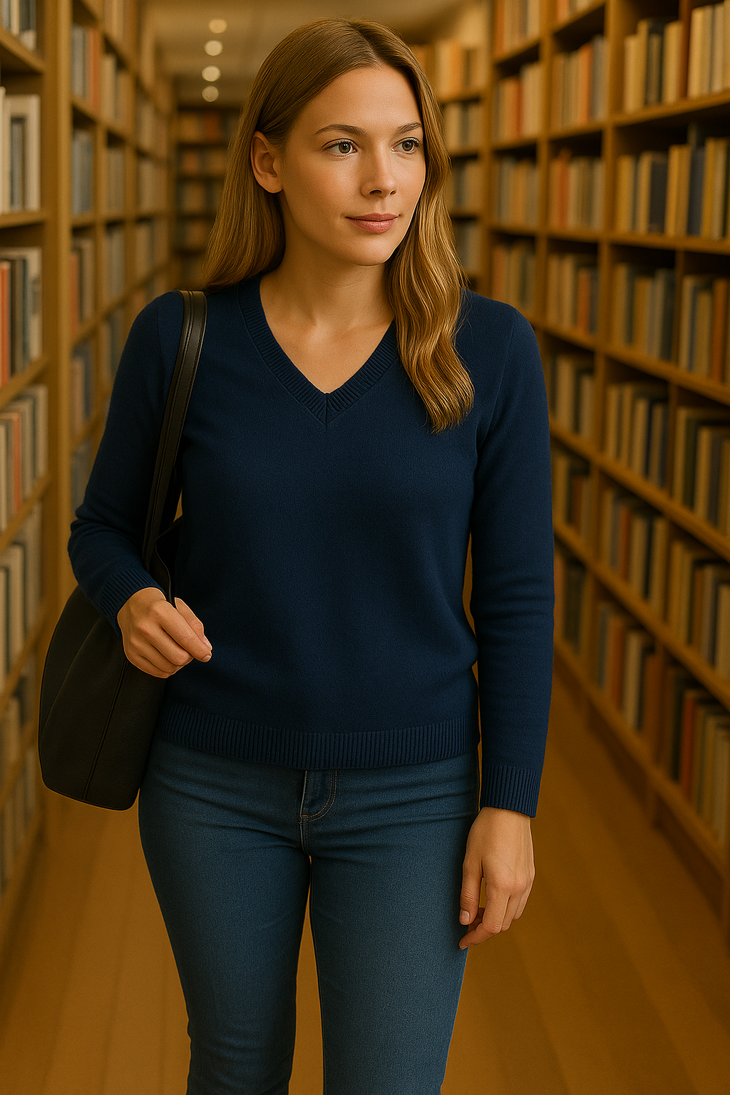 T1  Pull col V femme classique 100% Cachemire 2 Fils