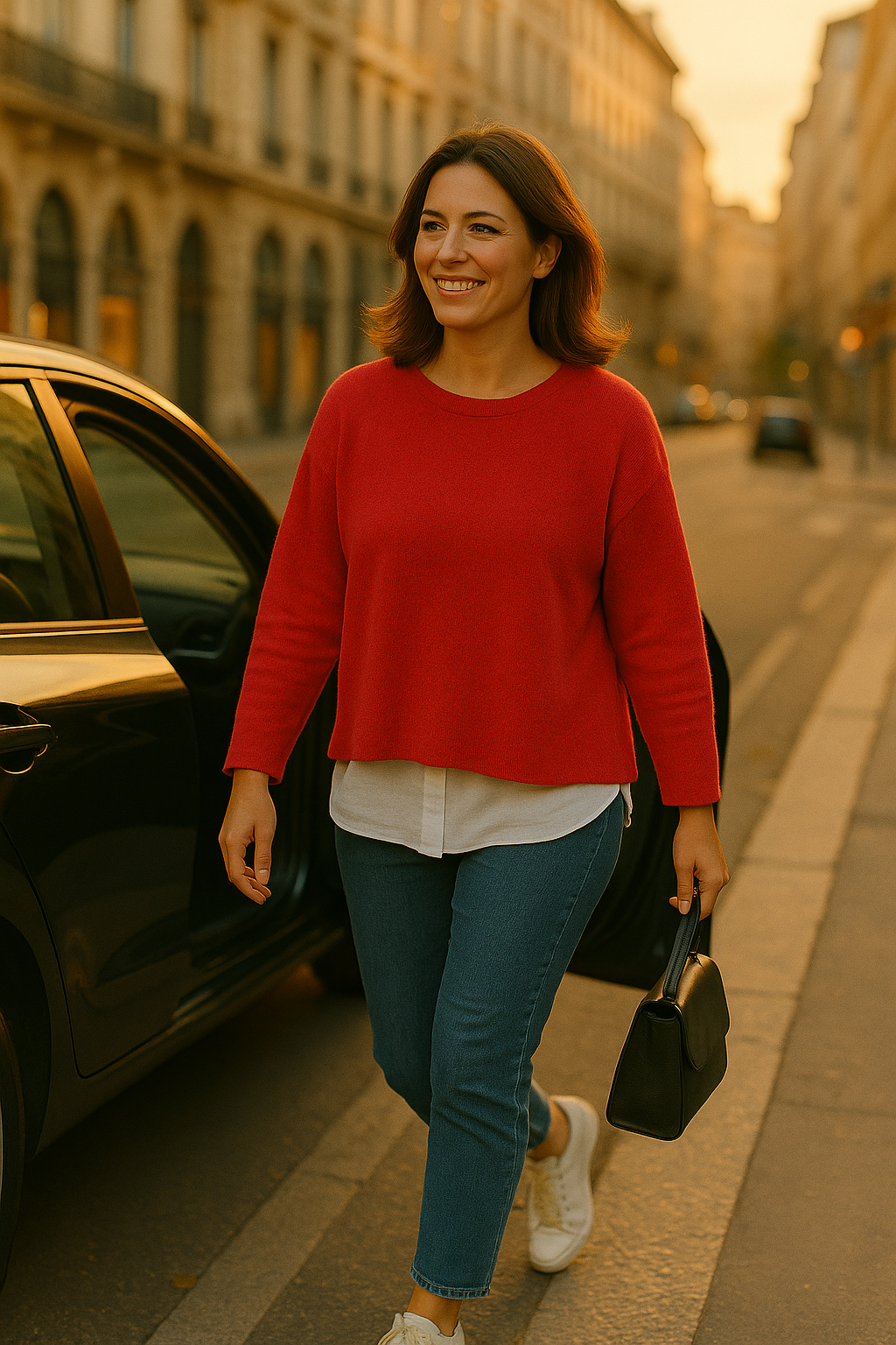 T36  Pull Femme Ras du cou oversize court 100% Cachemire 2 fils épais