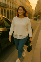 T36  Pull Femme Ras du cou oversize court 100% Cachemire 2 fils épais