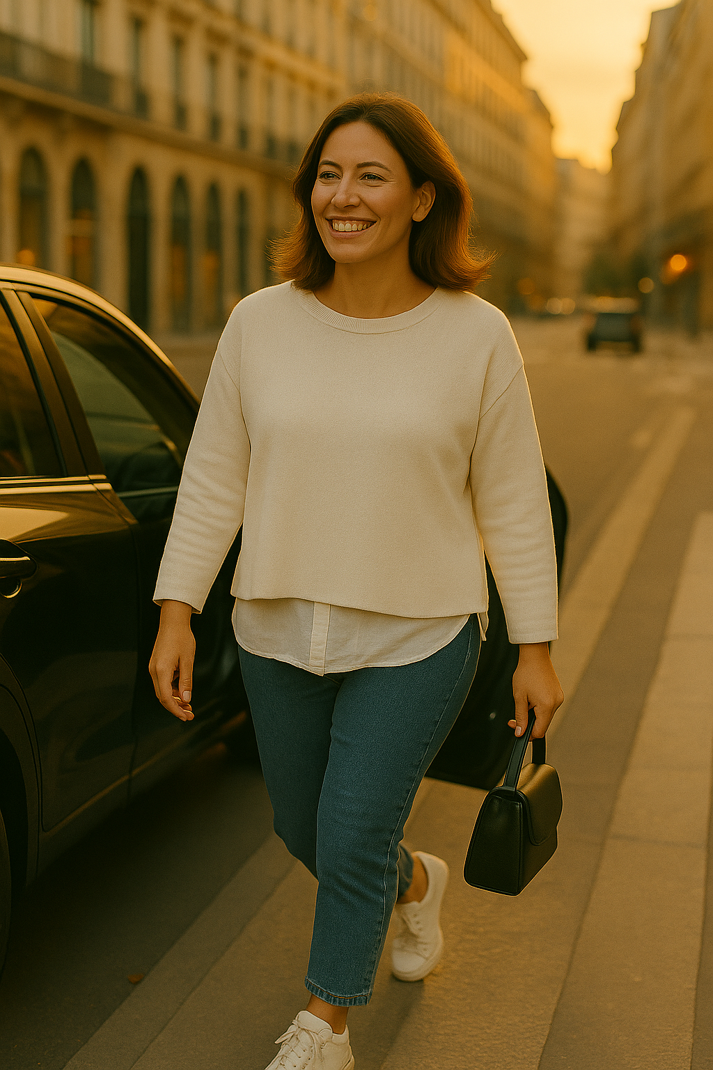 T36  Pull Femme Ras du cou oversize court 100% Cachemire 2 fils épais