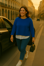 T36  Pull Femme Ras du cou oversize court 100% Cachemire 2 fils épais