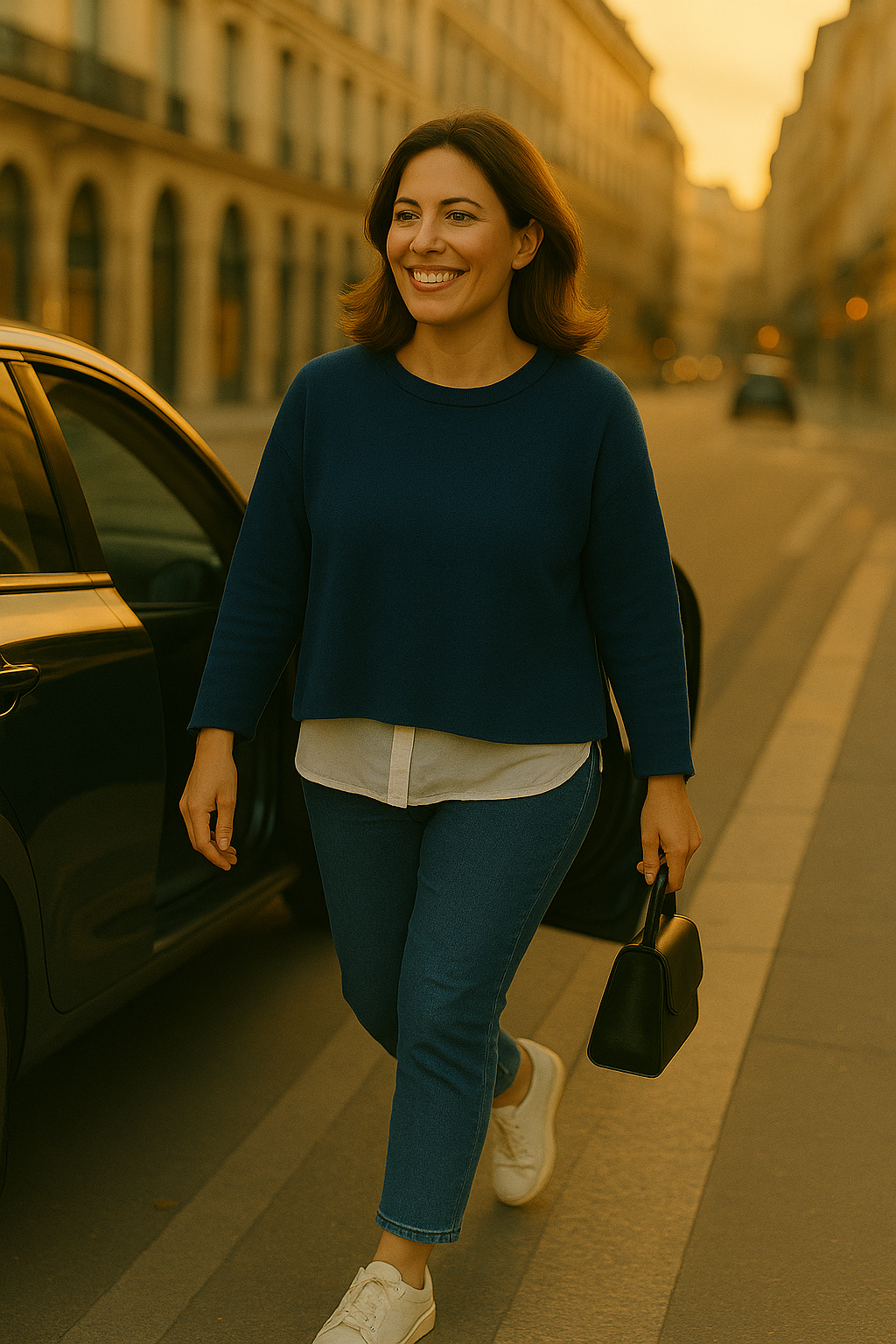 T36  Pull Femme Ras du cou oversize court 100% Cachemire 2 fils épais