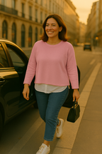 T36  Pull Femme Ras du cou oversize court 100% Cachemire 2 fils épais