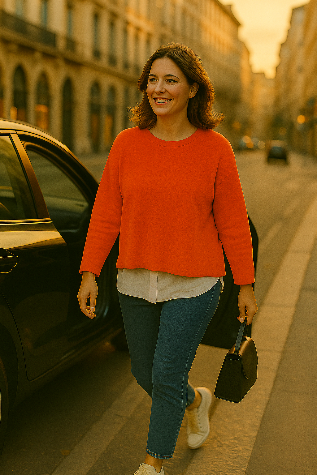 T36  Pull Femme Ras du cou oversize court 100% Cachemire 2 fils épais