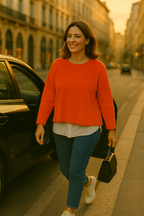 T36  Pull Femme Ras du cou oversize court 100% Cachemire 2 fils épais