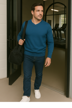 T37  Pull ras du cou Homme 100% Cachemire 2 fils