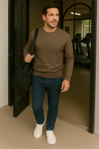 T37  Pull ras du cou Homme 100% Cachemire 2 fils