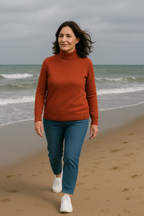 T45  Pull col roulé Femme classique 100% cachemire 2 fils