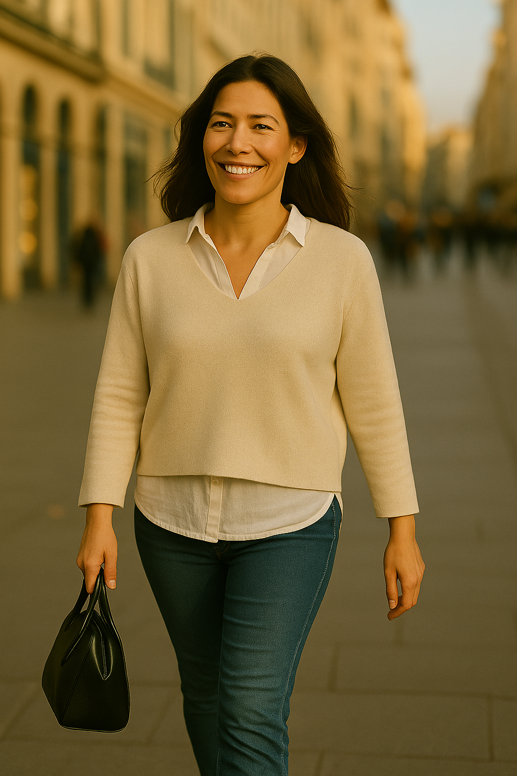 T101  Pull Femme Col V oversize court 100% Cachemire 2 fils épais