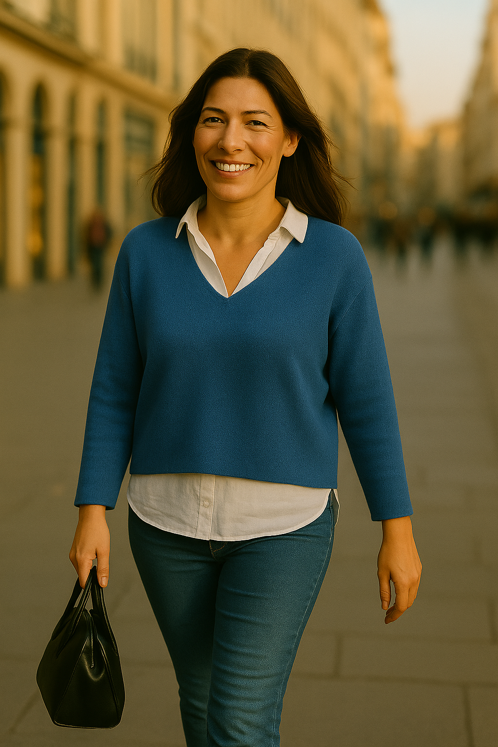 T101  Pull Femme Col V oversize court 100% Cachemire 2 fils épais