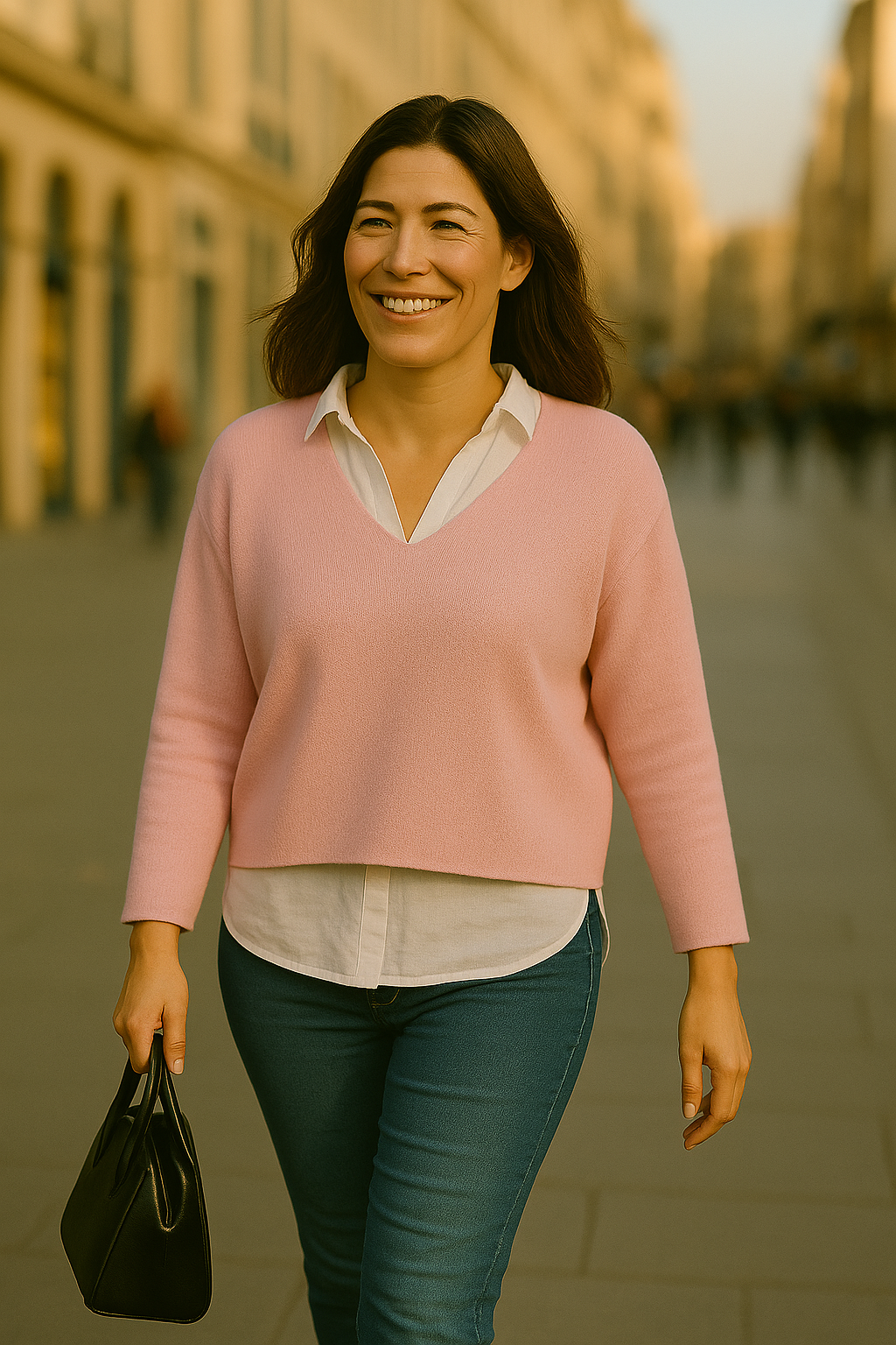 T101  Pull Femme Col V oversize court 100% Cachemire 2 fils épais