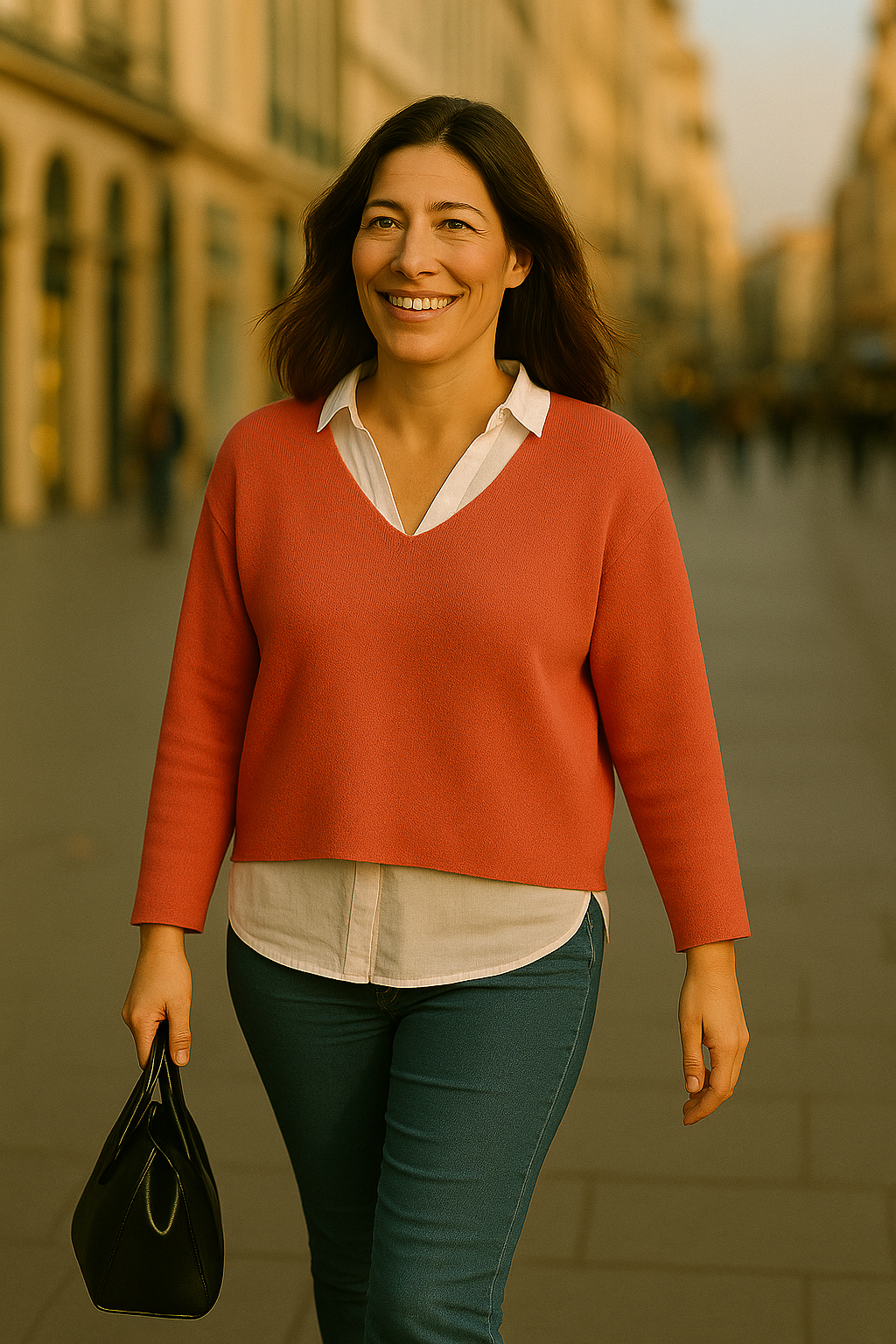 T101  Pull Femme Col V oversize court 100% Cachemire 2 fils épais