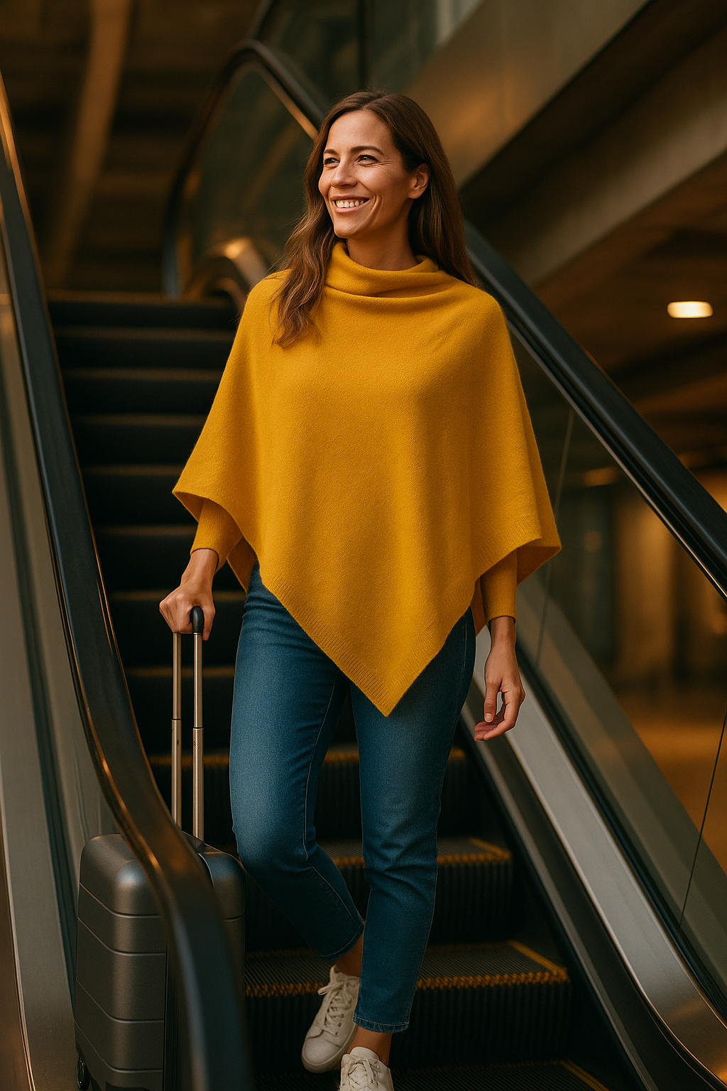 Grand poncho 100% cachemire 2fils