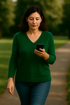 T38  Pull Femme col V large épais 100% Cachemire 2 fils